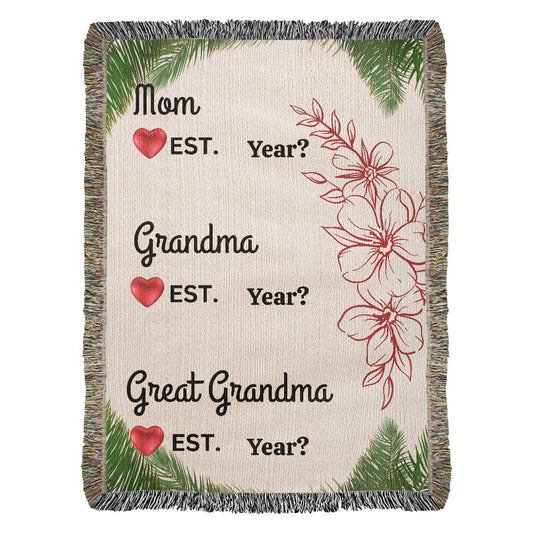 Great Grand Mother |  Heirloom Woven Blanket |Personalized