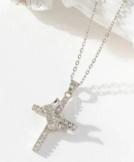 Crown Cross Pendant Necklace - #tag1# - #tag2# -
