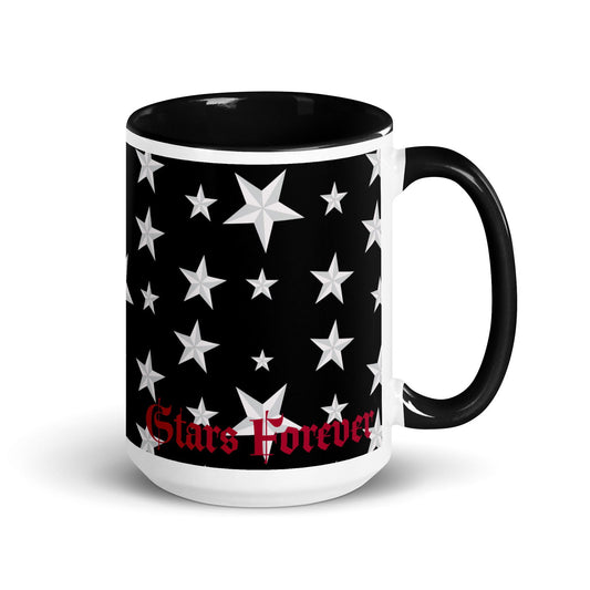 Stars Forever black Mug with Color Inside   - #tag1# - #tag2# -