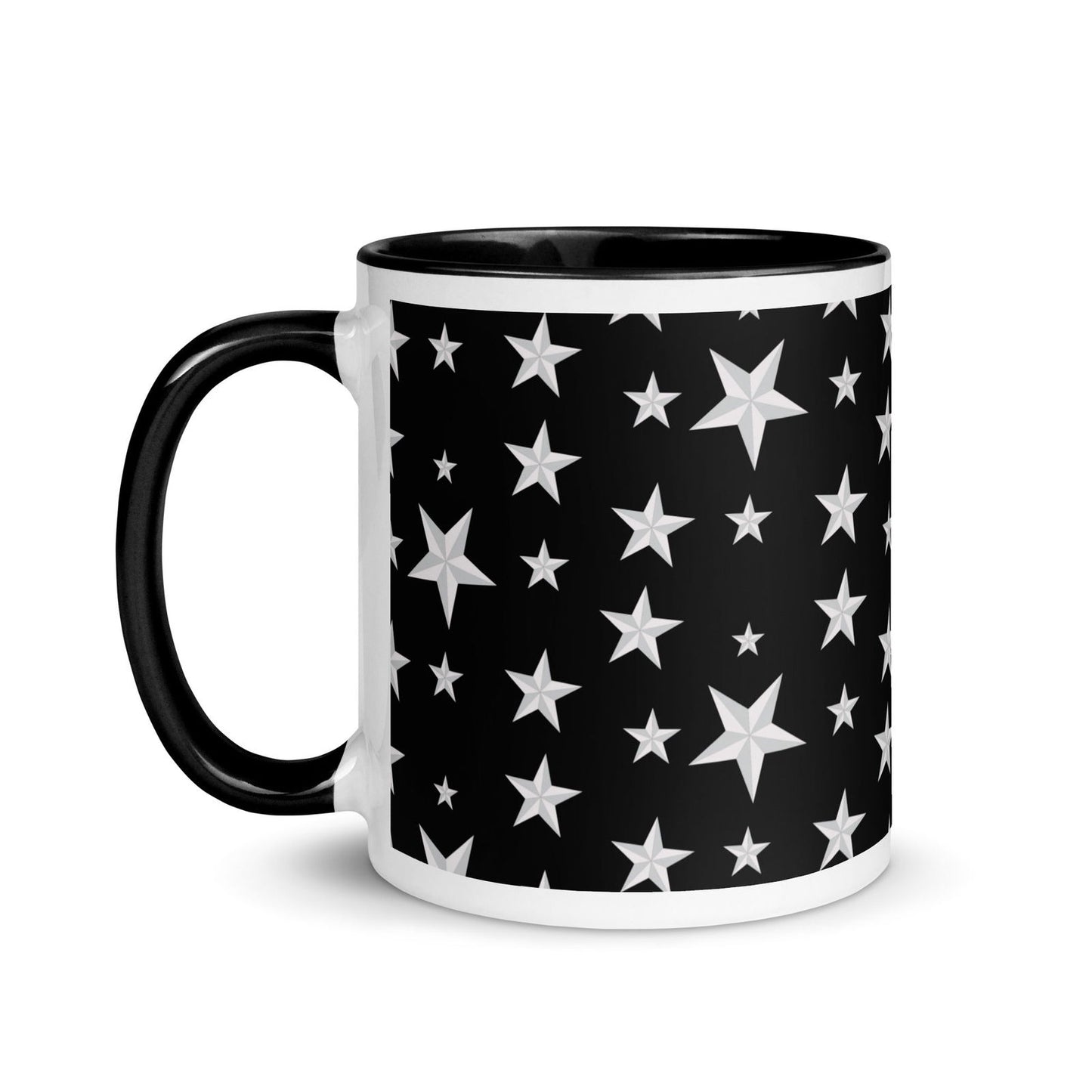 Stars Forever black Mug with Color Inside - #tag1# - #tag2# -