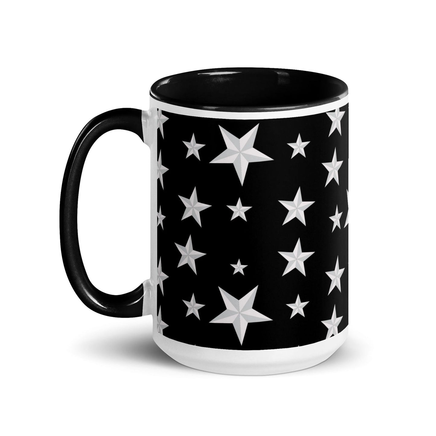 Stars Forever black Mug with Color Inside - #tag1# - #tag2# -