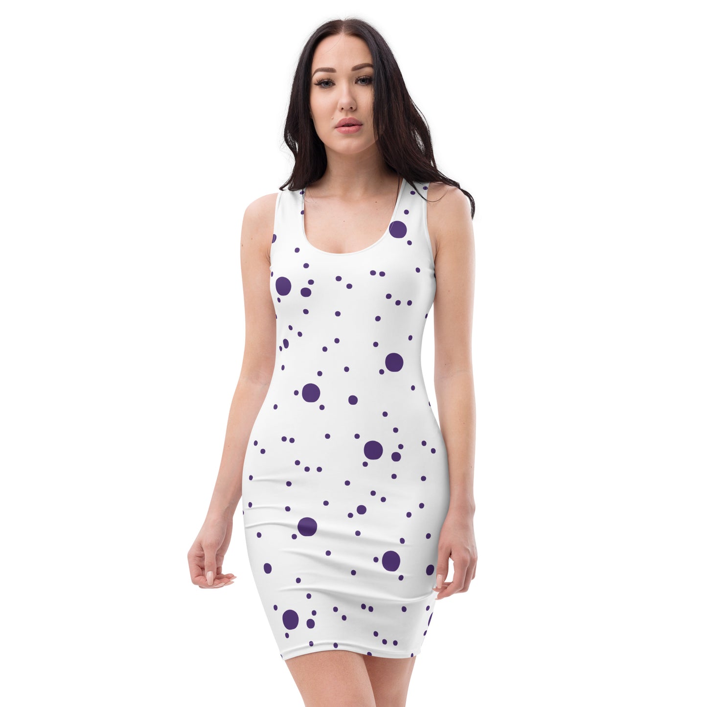 Gepunktet | Lila | Figurbetontes Kleid
