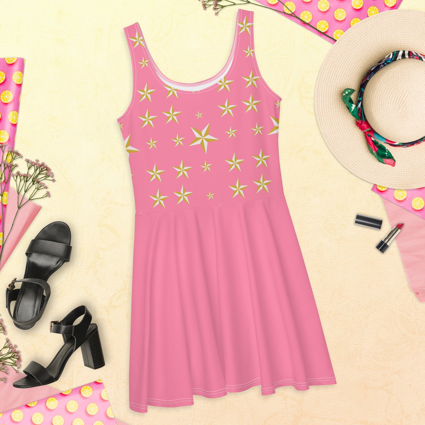 Pink Stars | Skater Dress - #tag1# - #tag2# -