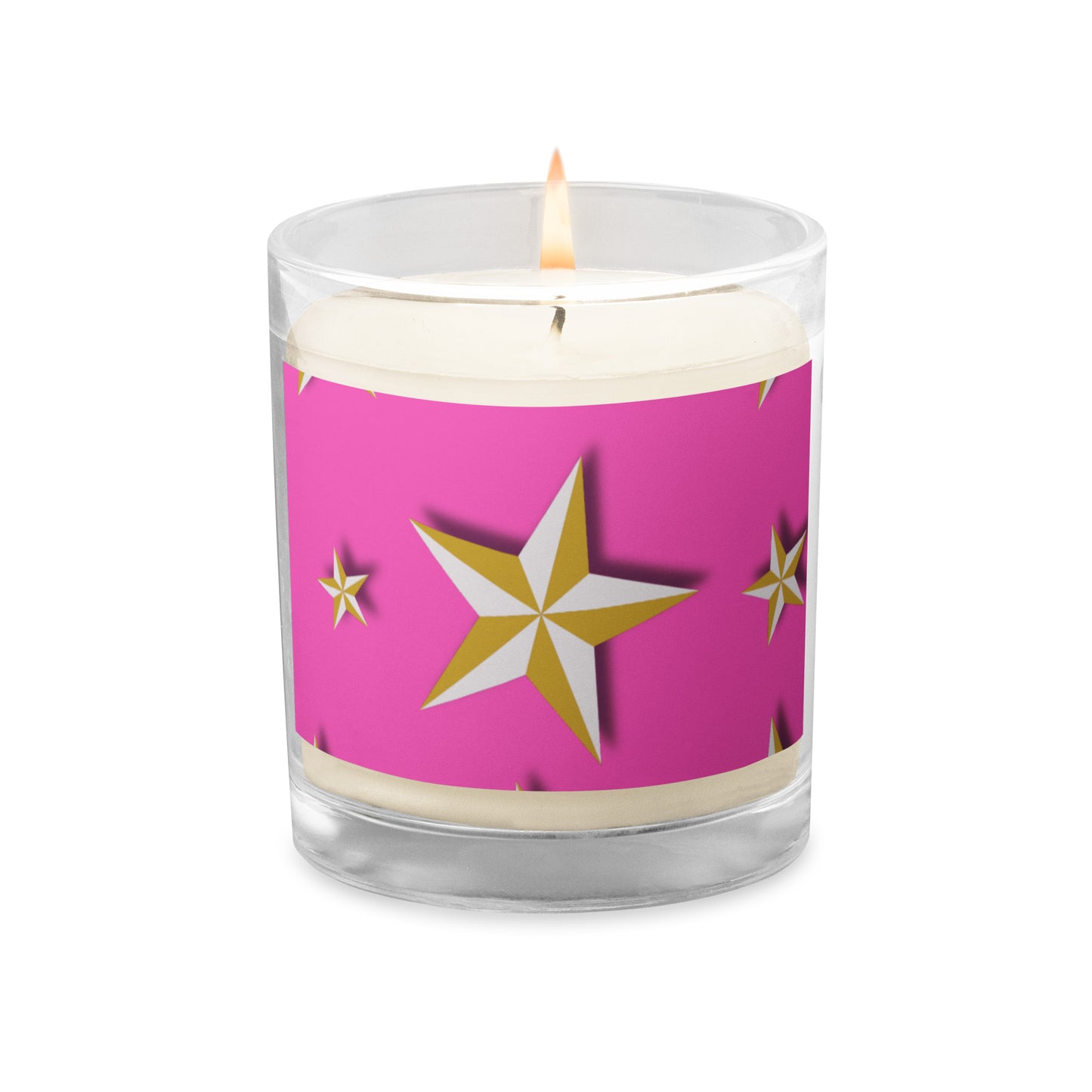 Pink Stars | Glass Jar Soy Wax Candle - #tag1# - #tag2# -
