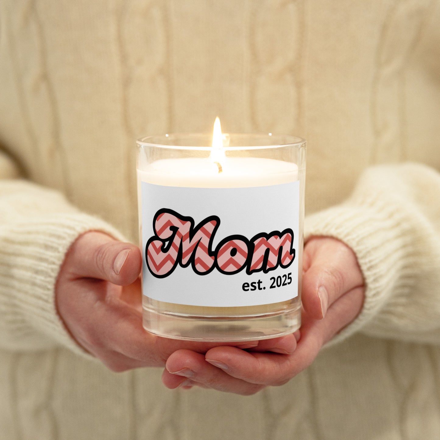 Mom est. 2025 | Glass Jar Soy Wax Candle - #tag1# - #tag2# -