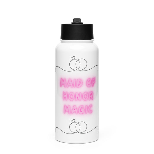 Maid Of Honor Magic | Stainless Steel Water Bottle With A Straw Lid   - #tag1# - #tag2# -
