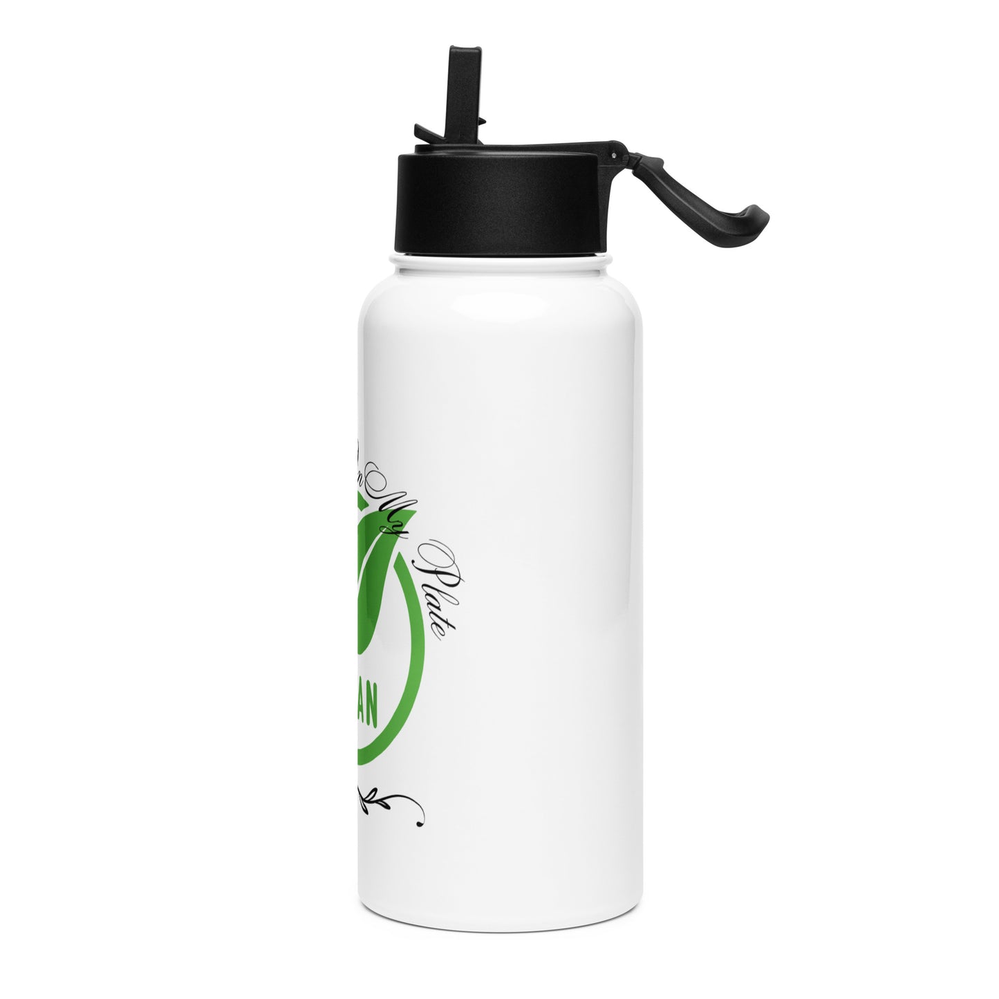 Compassion On My Plate Vegan | Stainless Steel Water Bottle With A Straw Lid - #tag1# - #tag2# -