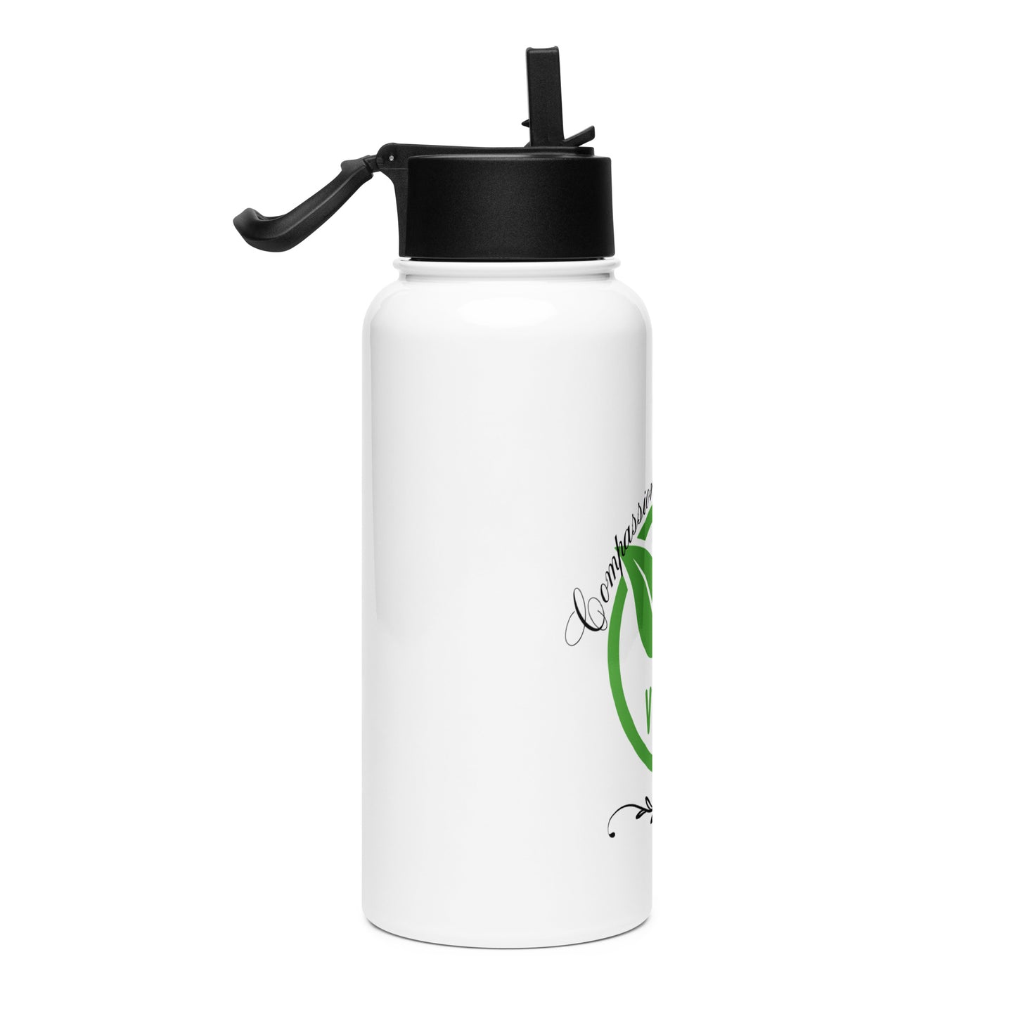 Compassion On My Plate Vegan | Stainless Steel Water Bottle With A Straw Lid - #tag1# - #tag2# -