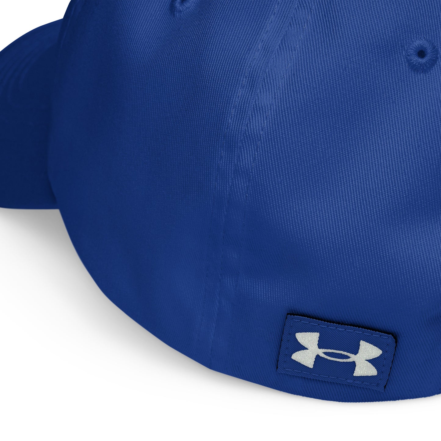 Blue cap with Under Armour logo on a white background