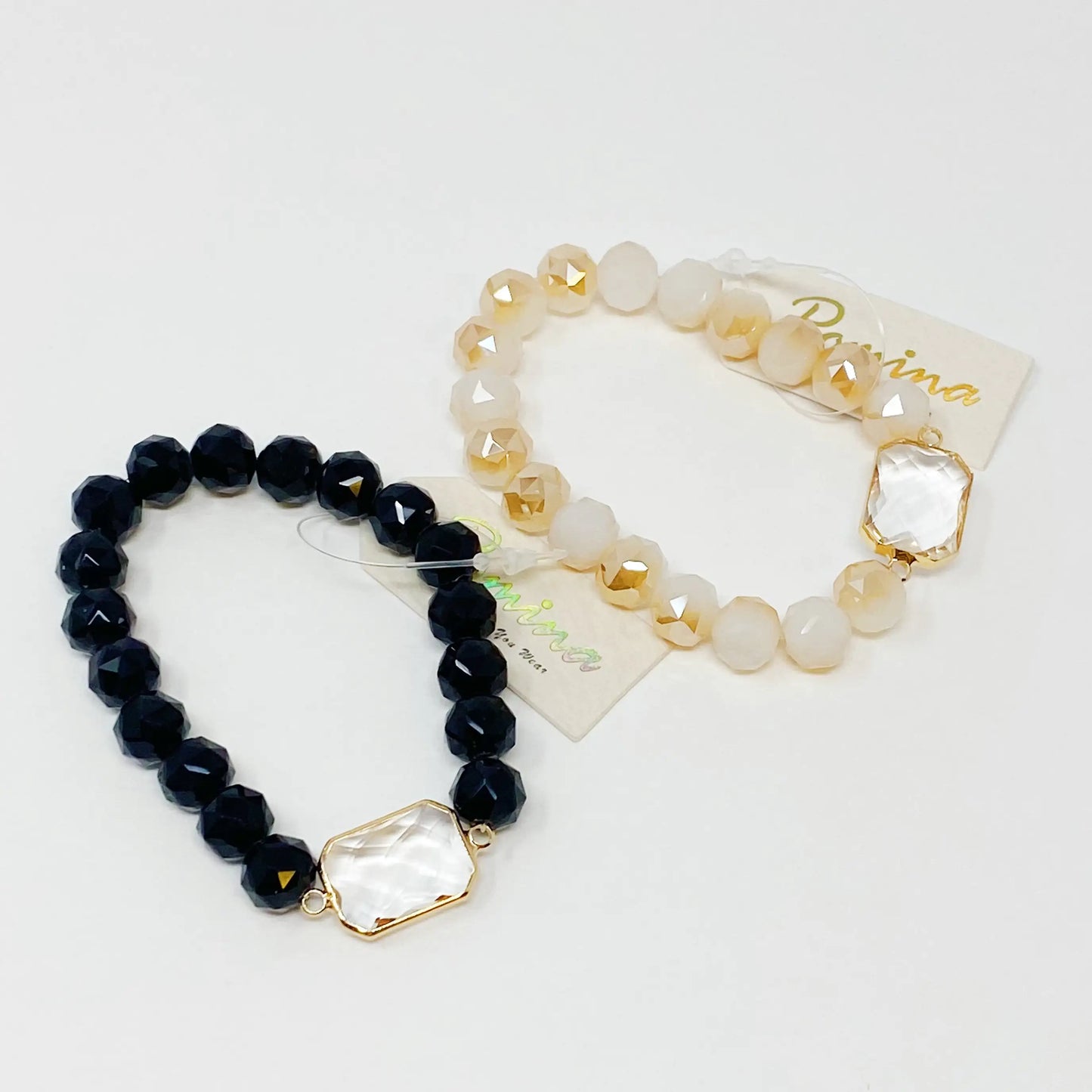 Stretch-Armband mit Perlen im Diamantschliff