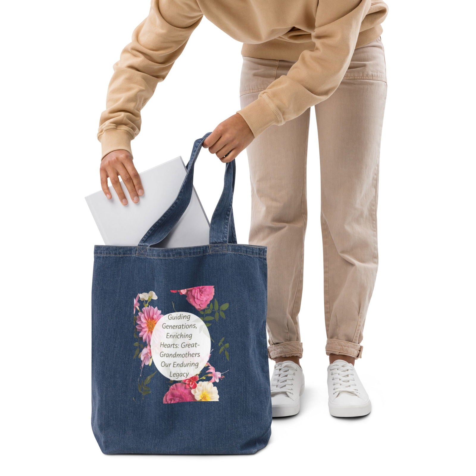 Flowered | Great-Grandmothers |  Organic Denim |  Tote Bag   - #tag1# - #tag2# - 