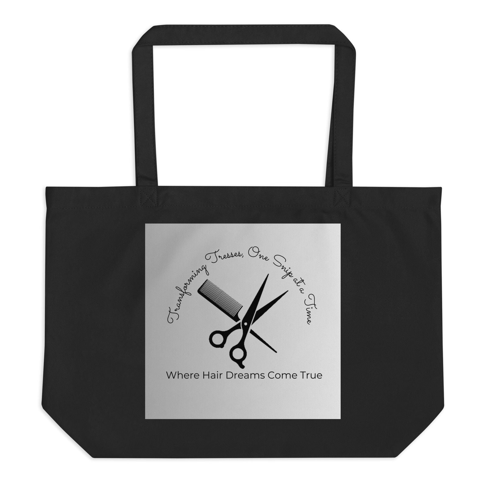 Hairstylist Large black organic tote bag   - #tag1# - #tag2# - 