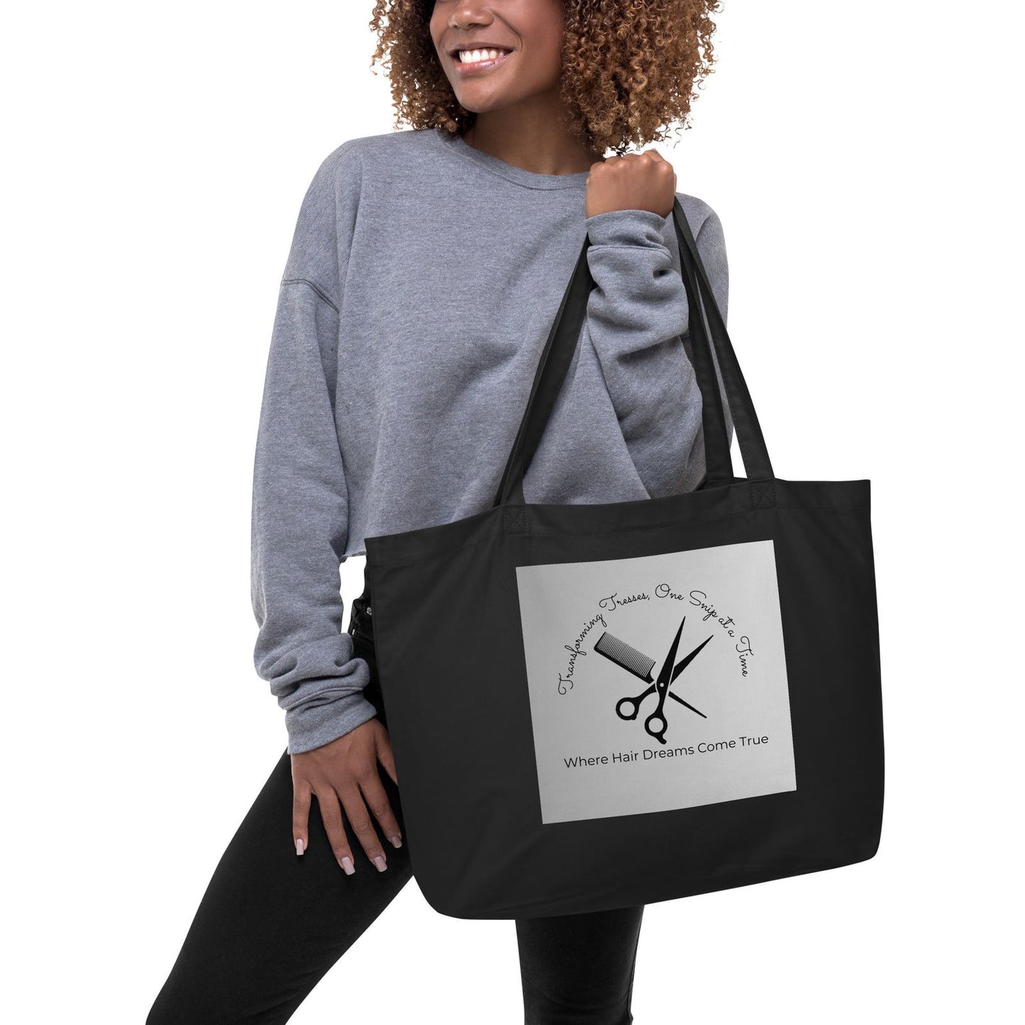 Hairstylist Large black organic tote bag   - #tag1# - #tag2# - 