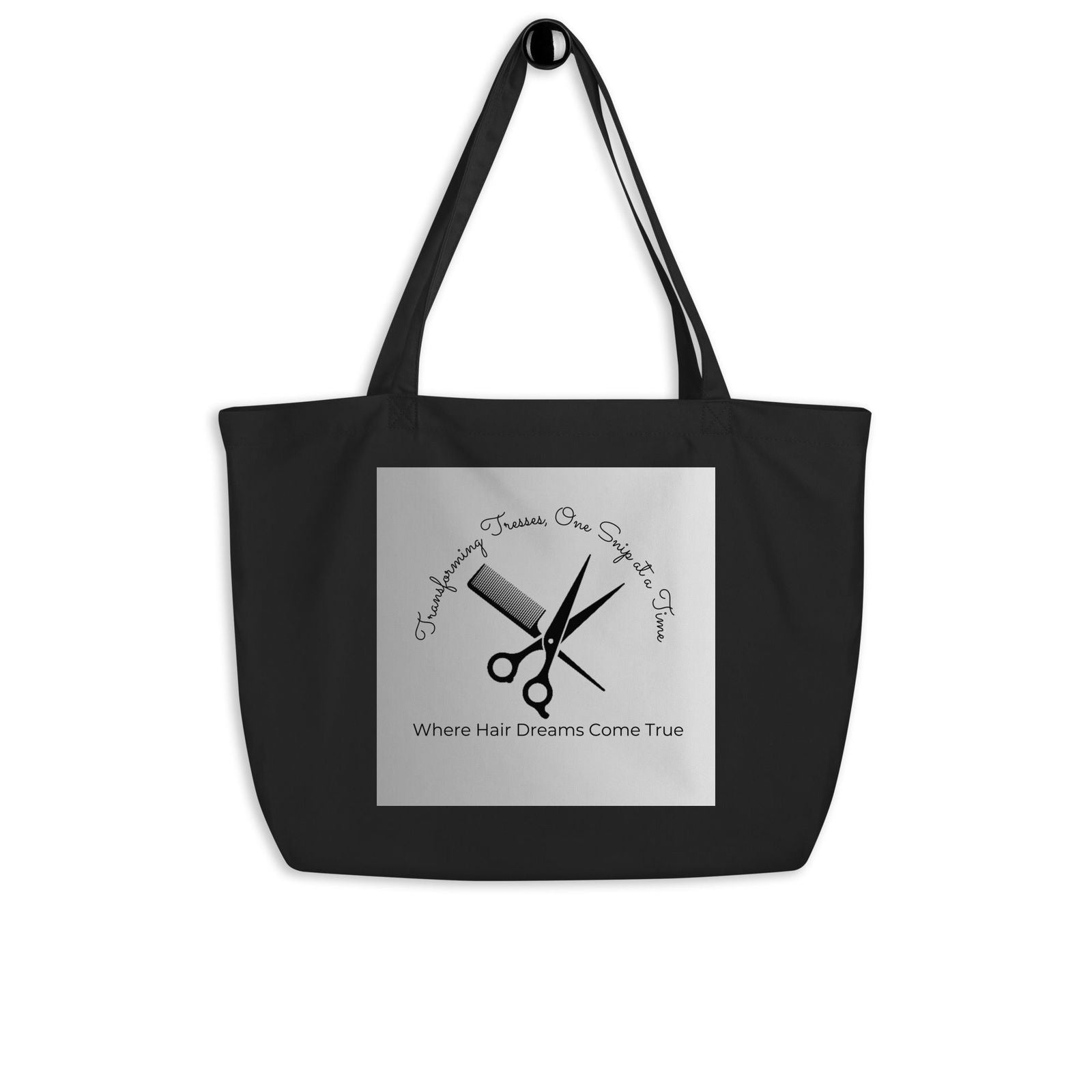 Hairstylist Large black organic tote bag   - #tag1# - #tag2# - 