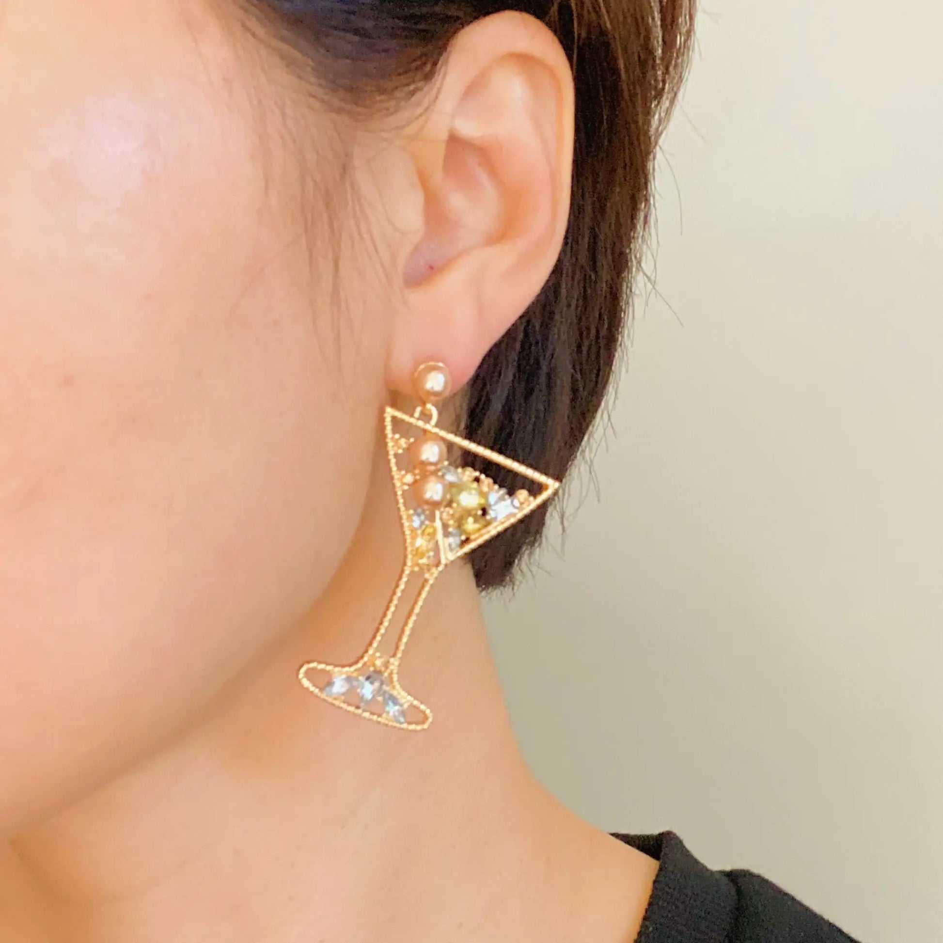 Gold Martini Dangle Earrings   - #tag1# - #tag2# - 