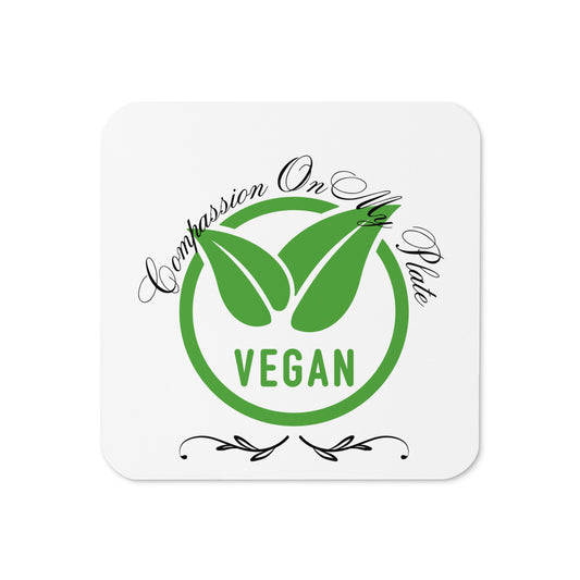 Compassion On My Plate Vegan | Cork-Back Coaster   - #tag1# - #tag2# - 