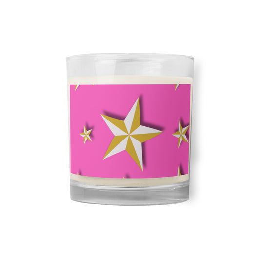Pink Stars | Glass Jar Soy Wax Candle   - #tag1# - #tag2# - 