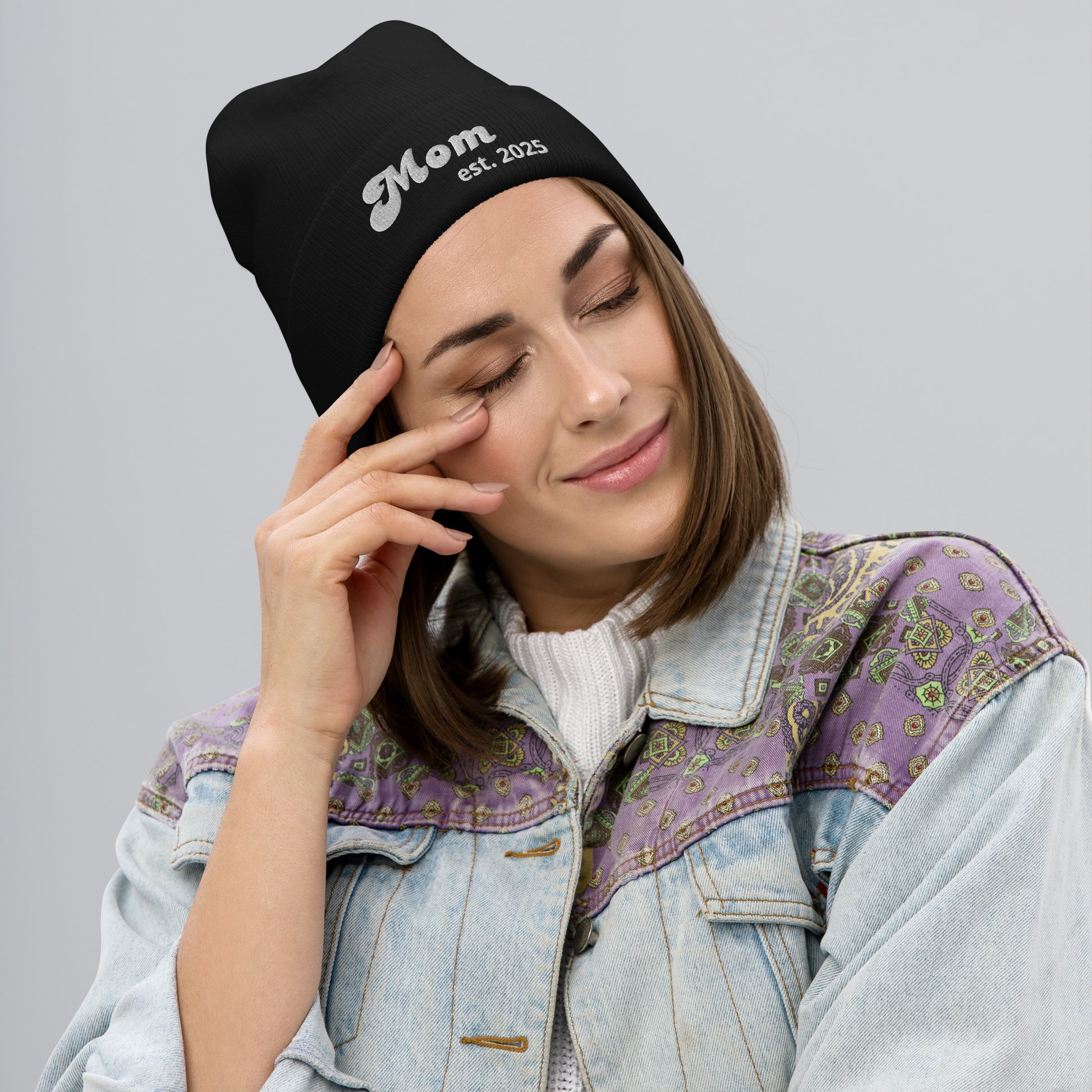 Mom est. 2025 | Embroidered Beanie   - #tag1# - #tag2# - 