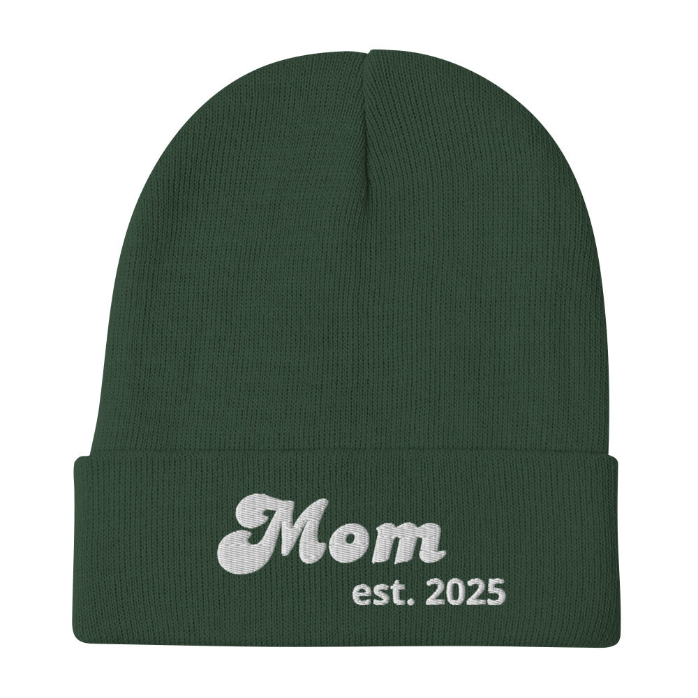 Mom est. 2025 | Embroidered Beanie   - #tag1# - #tag2# - 
