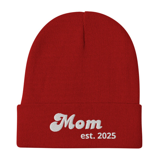 Mom est. 2025 | Embroidered Beanie   - #tag1# - #tag2# - 