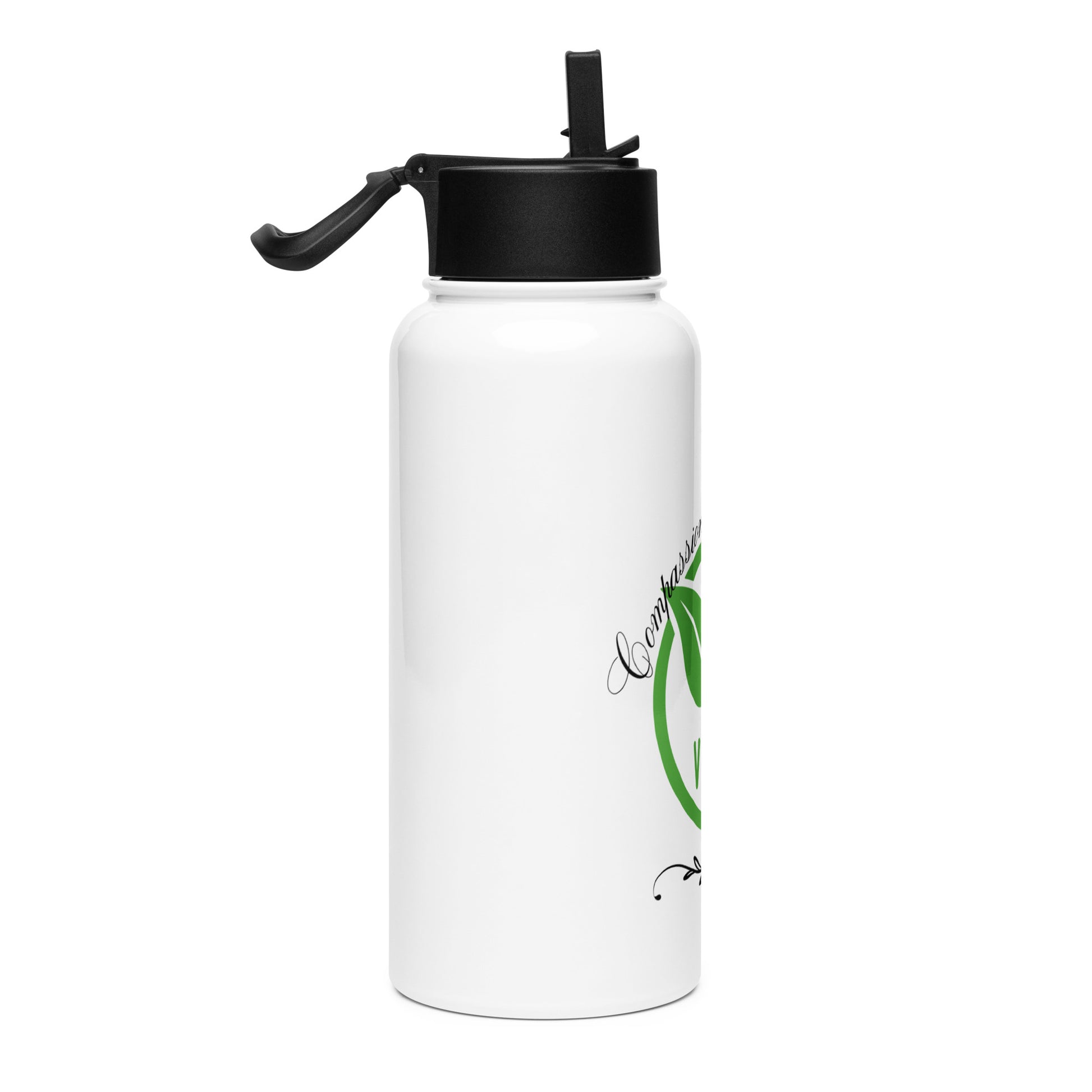 Compassion On My Plate Vegan | Stainless Steel Water Bottle With A Straw Lid   - #tag1# - #tag2# - 