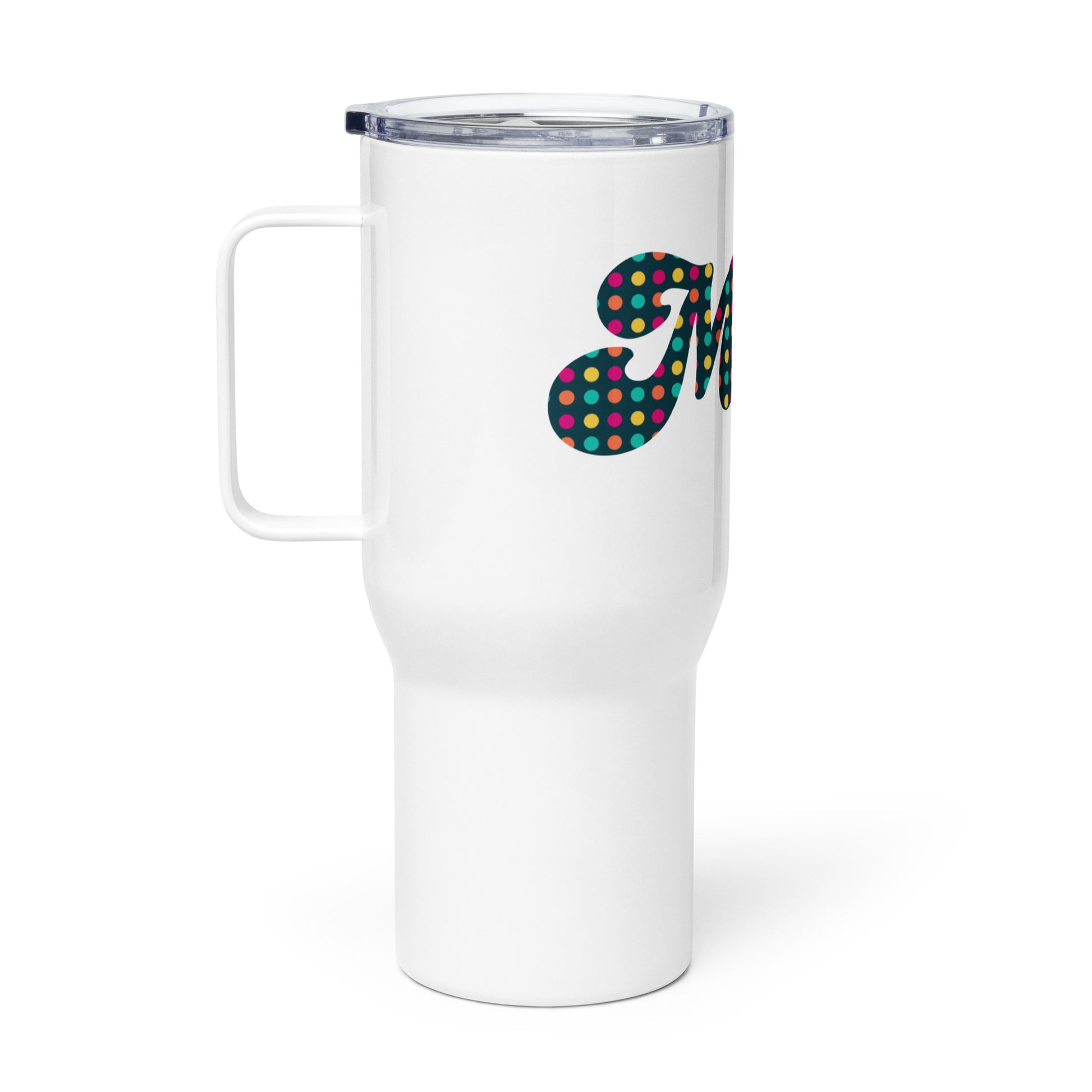 Mom est. 2025 | White | Travel Mug With A Handle   - #tag1# - #tag2# - 