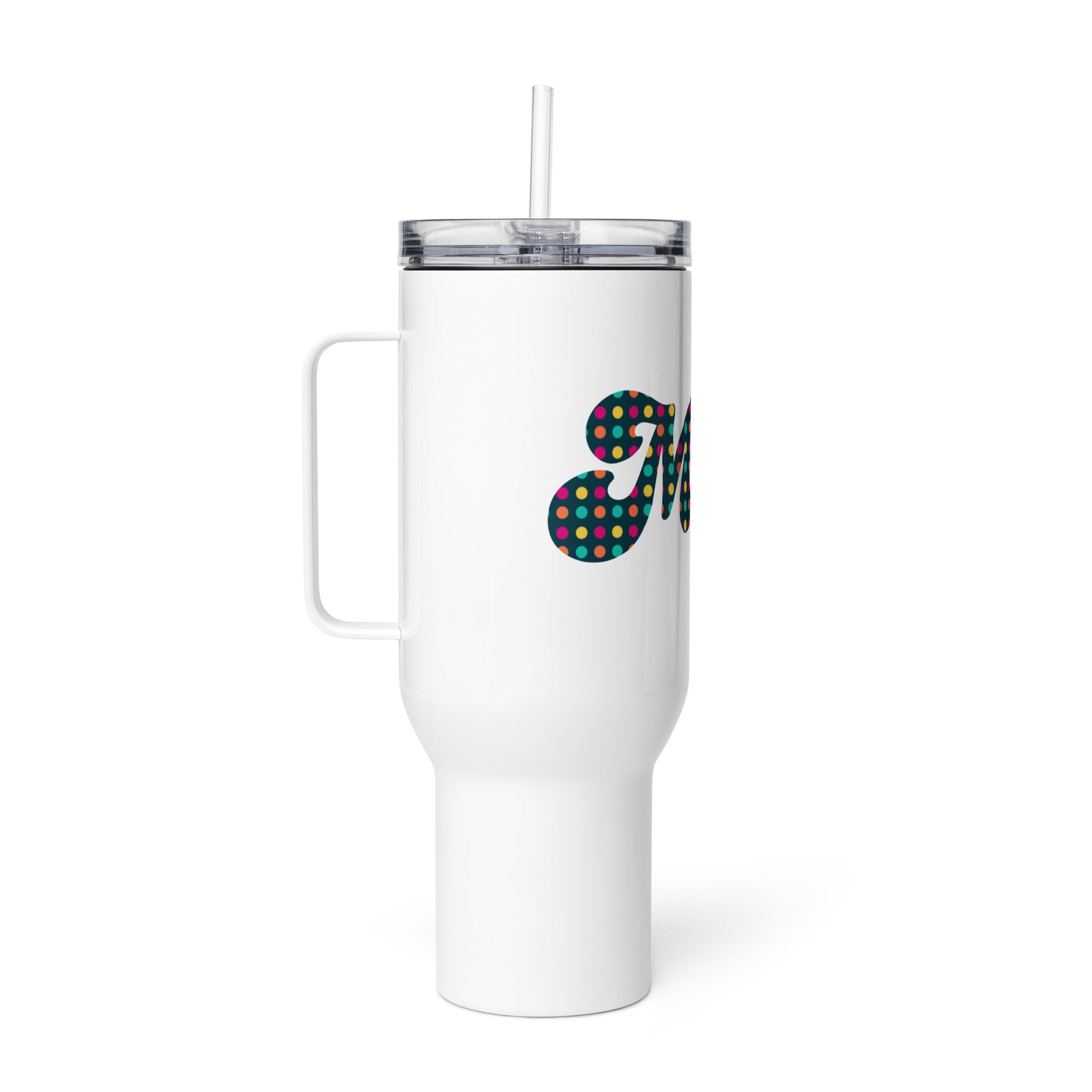Mom est. 2025 | White | Travel Mug With A Handle   - #tag1# - #tag2# - 