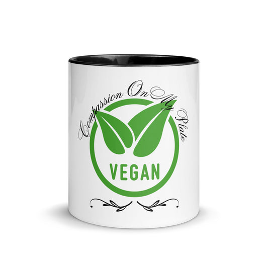 Compassion On My Plate Vegan | Mug With Color Inside   - #tag1# - #tag2# - 
