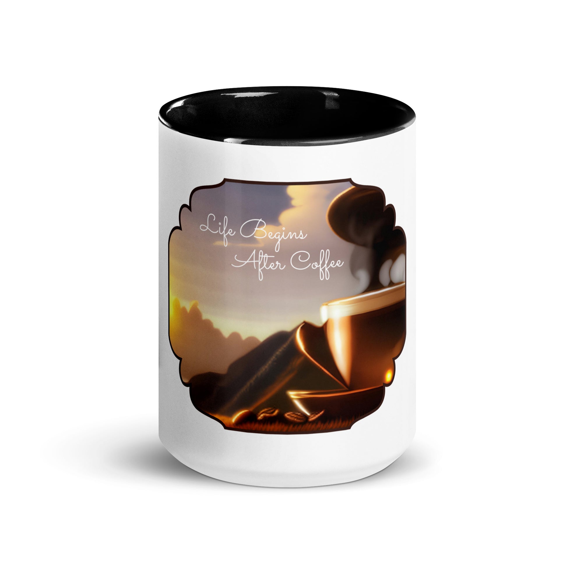 Life Begins After Coffee | Mug with Color Inside   - #tag1# - #tag2# - 