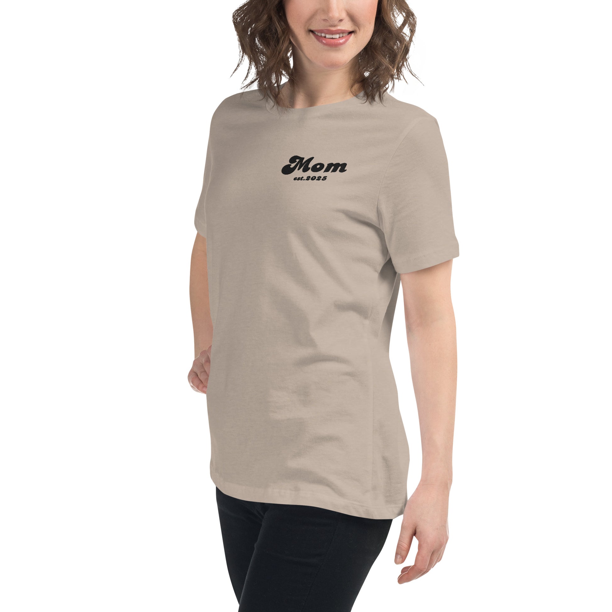 Mom est. 2025 | Embroidered | Short Sleeve | Women's Relaxed T-Shirt   - #tag1# - #tag2# - 